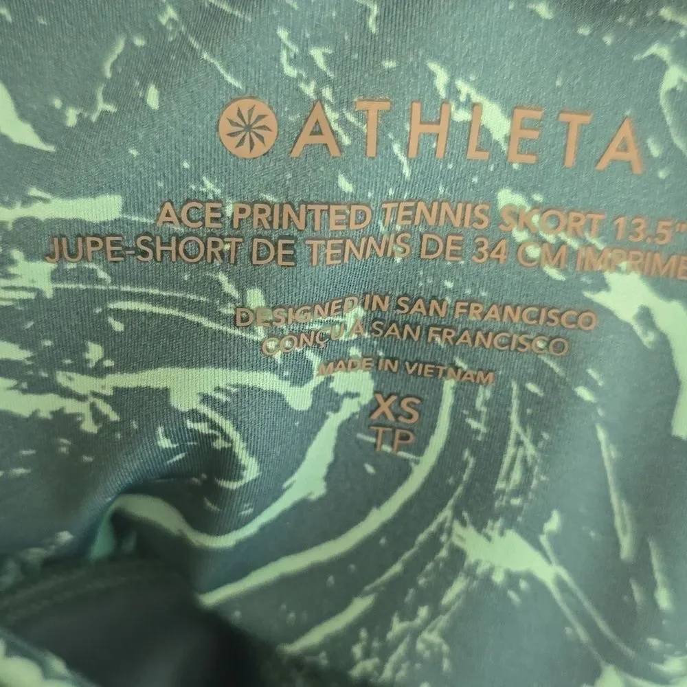 Athleta skort Teal Marble-Patterned Pleated Skirt Xs